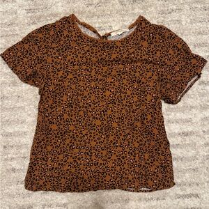 Rewind Brown Leopard Print Short Sleeve Top